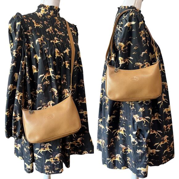 Vintage Longchamp Veau Foulonné Beige Leather Crossbody Shoulder Bag France - Picture 2 of 10